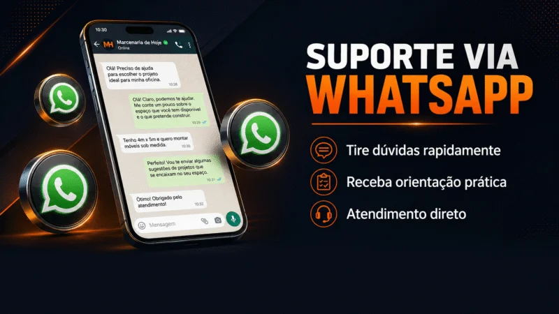 Suporte via WhatsApp para alunos do Curso Marcenaria 4.0